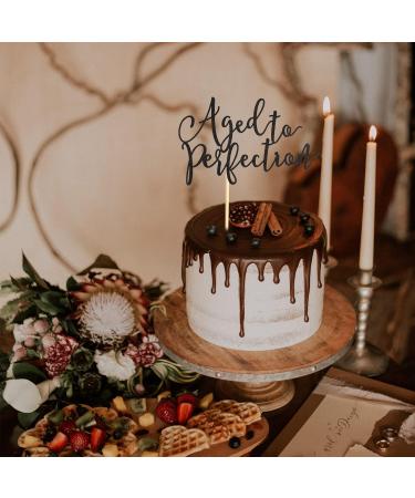 Arthsdite Aged to Perfection Cake Topper Happy Birthday Engagement Retirement Party Decorations Supplies - Black Glitter - Buy Online on GoSupps.com