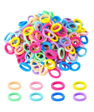 Hanyousheng 200 Pcs Baby Hair Bands Baby Hair Bobbles Candy Color Toddler Hair Bands Multicolor Toddler Hair Bobbles Seamless Elastic Hair Bands for Baby Girls Kids Toddlers 8 colors