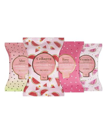 Beauty Concepts Watermelon Facial Cleansing Wipes with Aloe, Vitamin C, Collagen & Rose - Slice of Summer - Buy Online on GoSupps.com