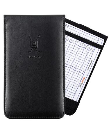 Handy Picks Leather Golf Scorecard Holder | Yardage Book Cover | Scorecard n Pencil Included Black