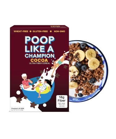Poop Like a Champion Chocolate High Fiber Cereal Gluten Free Healthy Bran Cereal Poop Like A Champion Cocoa Cereal 18g Fiber Constipation Relief