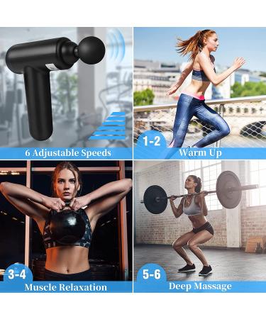 Skcoipsra Massage Gun for Back & Neck Pain Relief - 6 Speeds Electric Therapy Gun for Athletes - Father's Day Gift for Men & Women - Lightweight Muscle Massager - Black - Buy Online on GoSupps.com