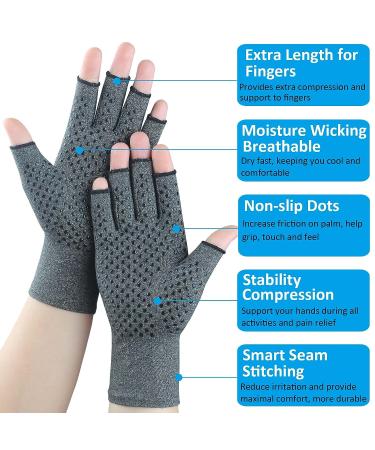 2 Pairs Arthritis Compression Gloves for Pain Relief - Small Grey1+Pure Black1 - Buy Online on GoSupps.com
