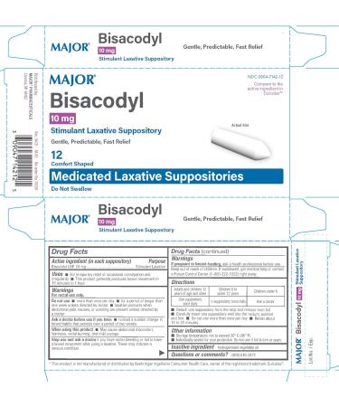 Major Bisacodyl Medicated Stimulant Laxative 10mg - 12 Suppositories - Buy Online on GoSupps.com