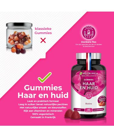 Plastimea Gummies for hair and nails Hair and nail health Skin quality With biotin zinc and selenium Made in France 60 vegan gummies Strawberry flavor Nutrimea - Buy Online on GoSupps.com