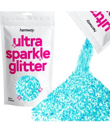 Hemway Extra Chunky Glitter 100g 3.5oz Cosmetic Safe 1mm 1/24" 0.04" Baby Blue Baby Blue Extra Chunky - 100g