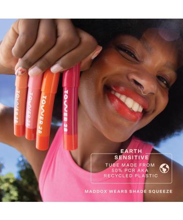 Tower 28 JuiceBalm Tinted Lip Balm - Hydrating Vegan Lip Color with Shea Butter & Marula Oil - Clean Cruelty-Free Lip Care in Juicy Sheer Pink 0.09 Fl Oz - Buy Online on GoSupps.com