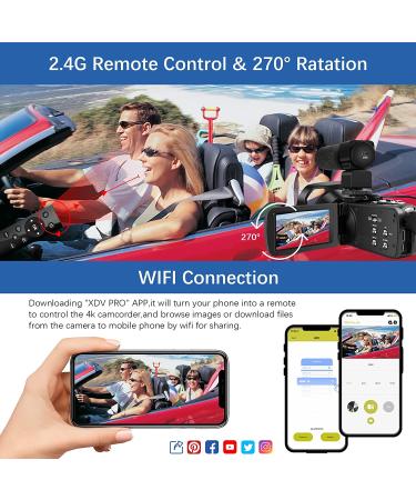 MISIOU 4K 48MP Camcorder with Night Vision, WiFi, and Microphone - Vlogging Camera with Remote Control and Lens Hood V4S - Buy Online on GoSupps.com