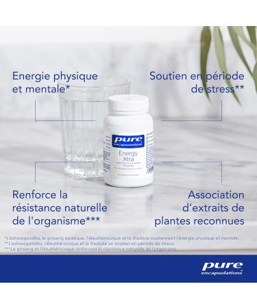 Pure Encapsulations - Energy Xtra - Combination of 4 Plant Extracts - Panax Ginseng Siberian Ginseng & Rhodiola - Physical and Mental Energy - 60 Vegan Capsules - Buy Online on GoSupps.com