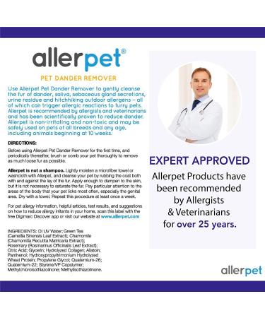 Allerpet Single Solution Dander Remover for Pets with Mitt - Reduce Pet Dander and Allergies - Buy Online on GoSupps.com
