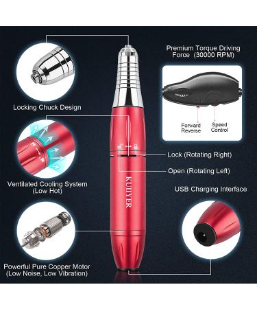 KUIIYER Electric Nail Drill Machine 30000RPM Professional Kit | 65Pcs Portable All-Metal Chuck Lock Set for Acrylic Nails DIY Manicure Pedicure - Buy Online on GoSupps.com