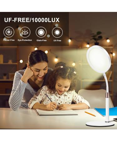 Happy Lamp 10000 Lux Desk Sun Lamp with 360 Adjustable Gooseneck & 3 Colors & 10 Brightness Levels for Reading/Office/Home small - Buy Online on GoSupps.com