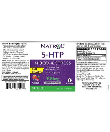 Natrol 5-HTP Fast Dissolve Tablets - Promotes Calm & Positive Mood - Drug-Free & Maximum Strength - Wild Berry Flavor - Buy Online on GoSupps.com