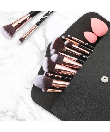 Start Makers 12Pcs Marble Makeup Brushes Set with Blender & Pouch - Black - Buy Online on GoSupps.com