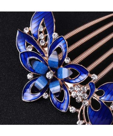 OSALADI Crystal Bride Wedding Hair Comb Blue Flower Bridal Hair Comb Rhinestone Crystal Clip Bridal Hair Accessories for Women Ladies Wedding - Buy Online on GoSupps.com
