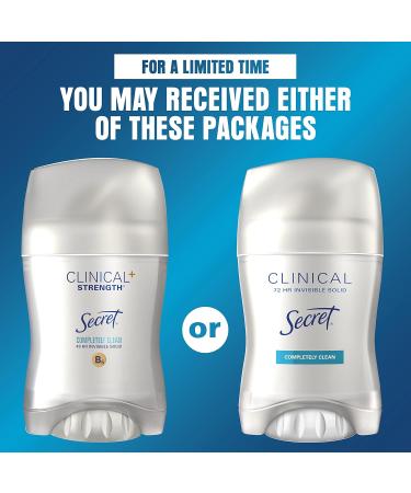 Secret Clinical Strength Antiperspirant and Deodorant for Women Invisible Solid Completely Clean Scent 72-hr Sweat Protection 1.6 oz (Pack of 2) 1.6 Ounce (Pack of 2) - Buy Online on GoSupps.com