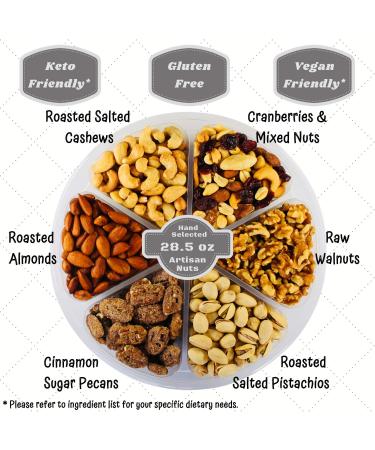 Gourmet Holiday Nuts Gift Basket - 6 Varieties of Roasted and Candied Nuts - 28.5oz Tray - Food Gift - Buy Online on GoSupps.com