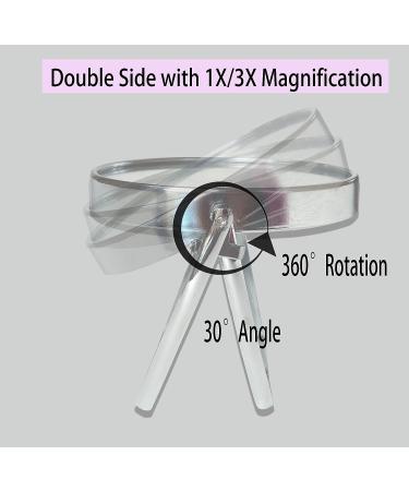 WMugthome Portable 2-Sided Round Makeup Mirror with 1X and 3X Magnification - Silver 6in - Buy Online on GoSupps.com