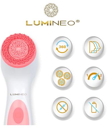 Lumineo Blemish Skin Facial Cleansing Brush - Electric USB with 3 Silicone Heads & Cleansing Gel - Pink for Acne-Prone Oily Skin - Buy Online on GoSupps.com