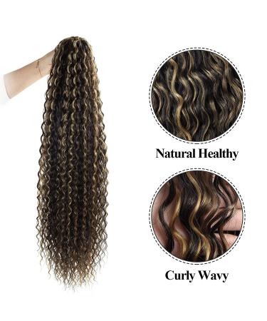 LACE PLUS 32 Long Curly Ponytail Extension Natural Brown Drawstring - Synthetic Hairpiece for Black Women (P4/27#) - Buy Online on GoSupps.com