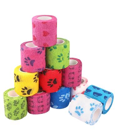 12 pieces of self -adhering bandage dog vet wrap pet self -adhesive bandage pet cohesive bandages elastic pet vet wrap itself the associations for cat dog wrist ankle brains 5cm x4.5 m - Buy Online on GoSupps.com