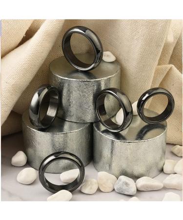 5Pcs Hematite Magnetic Plain Band Rings for Anxiety Balance | Genuine Hematite Rings for Women Men | Break Negative Energy - Assorted Sizes 6-10 - Buy Online on GoSupps.com