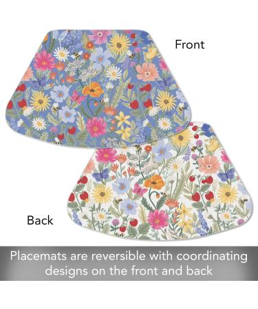 CounterArt Meadow Floral Wedge Shaped Reversible Placemat 4 Pack - Made in USA - Easy Care - 17.75 x 11.25 - Colorful & Flexible - Wipes Clean Easily - Buy Online on GoSupps.com