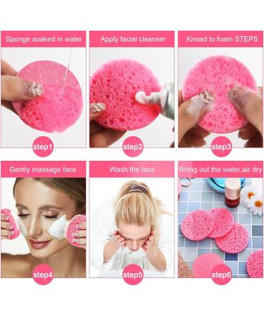 JALCH 60 Count Facial Sponges Compressed Face Sponge Natural Cleaning Sponge for Facial Cleansing Exfoliating Mask Makeup Removal (2.75 Inch Pink) - Buy Online on GoSupps.com