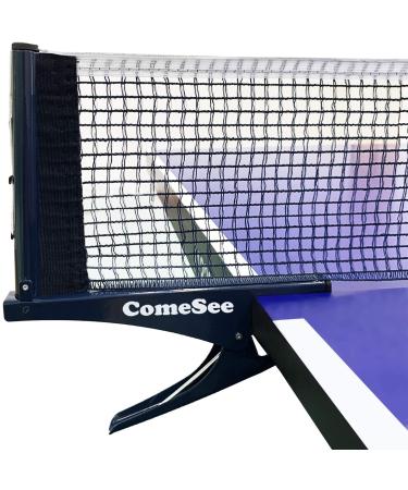 Comesee Kioos Collapsible Table Tennis Net Professional Steel Pingpong Net Clip Grip Mesh Training Competition Portable Tension Adjustable Post (Navy)
