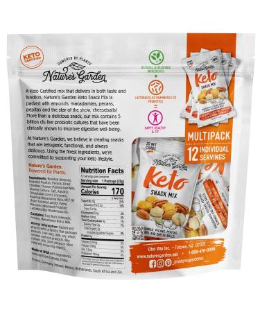 Natures Garden Keto Snack Mix - Probiotic Cheese Balls & Heart Healthy Nuts - Crunchy Low Carb Keto Snack - 12 Individual Servings - 12 Ounce Pack - Buy Online on GoSupps.com