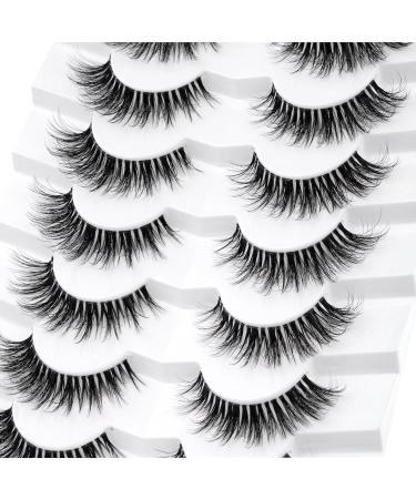Happy Heartbeat 3D Clear Band Wispy Lashes - Soft Faux Mink Natural Cat Eye False Eyelashes | 7 Pairs Reusable (No. 219) - International Shipping Available - Buy Online on GoSupps.com
