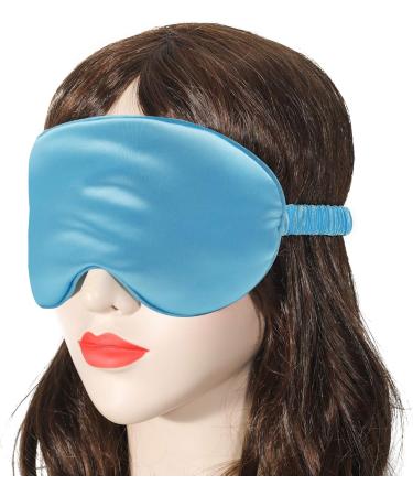 ZLYC Silk Satin Sleep Mask - Light Blue Mint Blue | Elastic Strap | for Women Men | Travel Eye Sleeping Blindfold - Buy Online on GoSupps.com