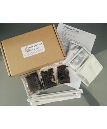 Bubble Tea Make Your Own Kit 3 Flavours 3 Jumbo Straws Tapioca Ball Pearls Gift make your own gift set box bigger packets start set easy to make gift present - Buy Online on GoSupps.com