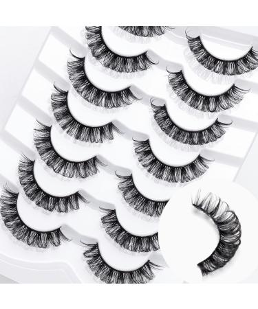 False Eyelashes CUTEBEY Russian Strip Lashes Natural Wispy D Curly Faux Mink Eyelashes 7 Pairs 15MM Eyelashes Pack Creates Natural Look (Russian SL-C) Russian SL-C/15MM