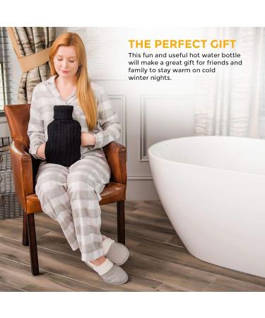 FiNeWaY 2L Hot Water Bottle Body Warmer with Pocket for Pain Relief | Knitted Black | Back, Neck, Shoulder, Leg Arthritis Relief - Buy Online on GoSupps.com