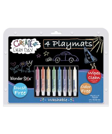 The Pencil Grip Black Board Playmat Kit with 8 Wonder Stix  8-1/2 x 12  4 Boards