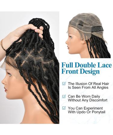 Olymei 40 Inches Double Lace Front Knotless Locs Braided Wig for Black Women - Black Synthetic Lace Frontal Braid Wig with Baby Hair - Buy Online on GoSupps.com