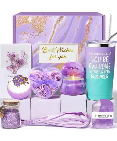 Cadeau Femme 11 Pi ces Cadeau Anniversaire Maman Original Utile Coffret Soin Femme Coffrets de Bain et de Soins pour No l Fete des Meres Saint-Valentin Maman Collegue Amie Soeur Violet
