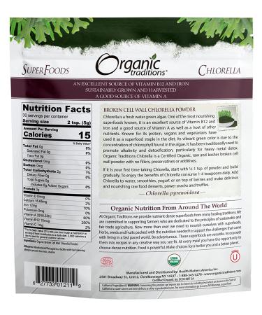 Organic Traditions Chlorella Powder - 5.3 oz (150g) | Premium Superfood for Detox & Nutrition - Buy Online on GoSupps.com