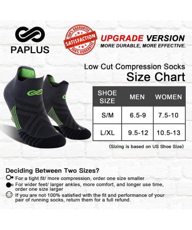 Paplus Ankle Compression Stockings for Men & Women - 6 Pair Low Cut Running Socks with Ankle Support - Gray L/XL (Men's 9.5-12 / Women's 10.5-13) - Buy Online on GoSupps.com