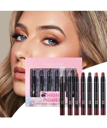 Chalk Eyeshadow PencilsShimmer Eyeshadow Pencil 6 Piece Waterproof Long Lasting Glow Crayon Cosmetic Beauty Feminine Care - Buy Online on GoSupps.com