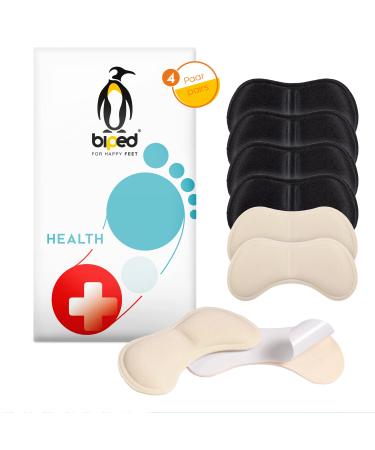 biped HEALTH 4 pairs of heel pads for shoes that are too big and for heel pain - self-adhesive heel protectors - breathable heel cushions to prevent blisters and chafing z2809(champagne/black) Champagne / Black