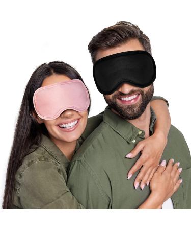 Heated Eye Mask 2-Pack for Dry Eyes - Microwave Activated Moist Heat Therapy - Natural Cassia Lavender - Dark Circles & Puffiness Relief - Black & Pink - Buy Online on GoSupps.com