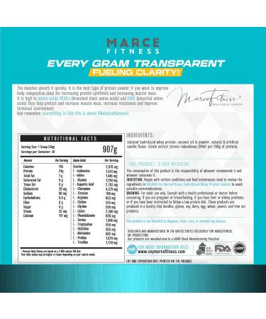 Hydrolyzed Whey Protein by MarceFitness - Vanilla Flavor 2 lb | Premium Quality Protein Supplement for Muscle Growth & Recovery - Buy Online on GoSupps.com