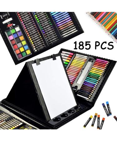 Sunnyglade 185-Piece Double-sided Trifold Easel Art Set - Oil Pastels, Crayons, Colored Pencils, Markers, Paint Brush, Watercolor Cakes, Sketch Pad - Multi-color - Buy Online on GoSupps.com
