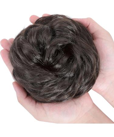 Thick Messy Curly Hair Bun Extension | Synthetic Updo Scrunchie - Brown 45g Reddish Brown - Buy Online on GoSupps.com