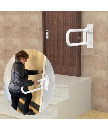 Toilet Grab Bar 22.4 Inch ZUEXT White Anti-Slip Support Rail U Shaped Flip-Up Grab Bar with Paper Holder Stainless Steel Knurled Handicap Safety Handrails for Disabled Elderly Pregnant 24IN White - Buy Online on GoSupps.com