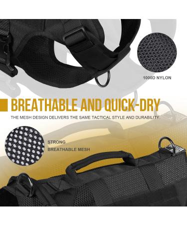 OneTigris AIRE Mesh Tactical Dog Harness | Breathable No Pull Design with Handle & Molle Pouches | Adjustable Service Dog Vest for Walking, Hiking, Training | Black, Size Medium - Buy Online on GoSupps.com
