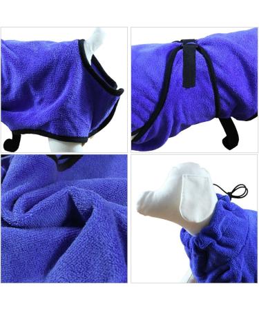 Pettom Dog Bathrobe - Quick-Drying Microfiber Towel Super Absorbent & Comfortable with Adjustable Straps for Dogs & Cats - Blue (M) - Buy Online on GoSupps.com