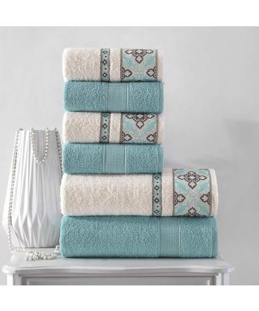 Class Home Collection 6-Piece Jacquard Cotton Bath Towels Set - Alya Turquoise | Premium Quality & International Shipping - Buy Online on GoSupps.com